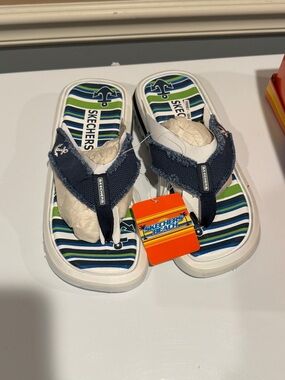 Skechers Adult Navy Stripe Beach Flip-Flops